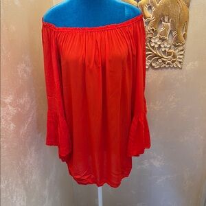 Elegant Red Off-Shoulder Women's Top